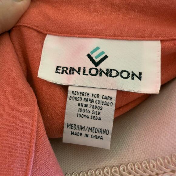 Erin London sz. Medium 100% silk pantsuit coastal,summer, demure 2-pc #3717, 18 - Picture 12 of 13